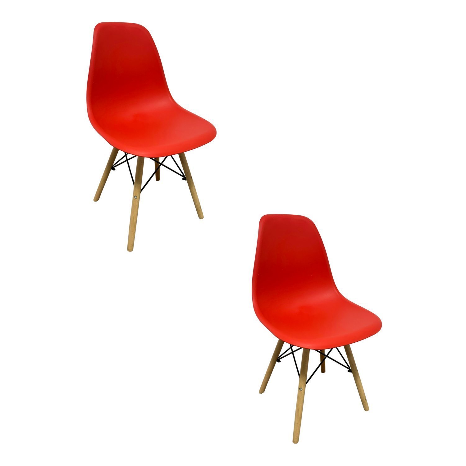 Kit 2 Cadeiras Eames Polipropileno Base Madeira Eiffel Espresso Móveis Vermelho