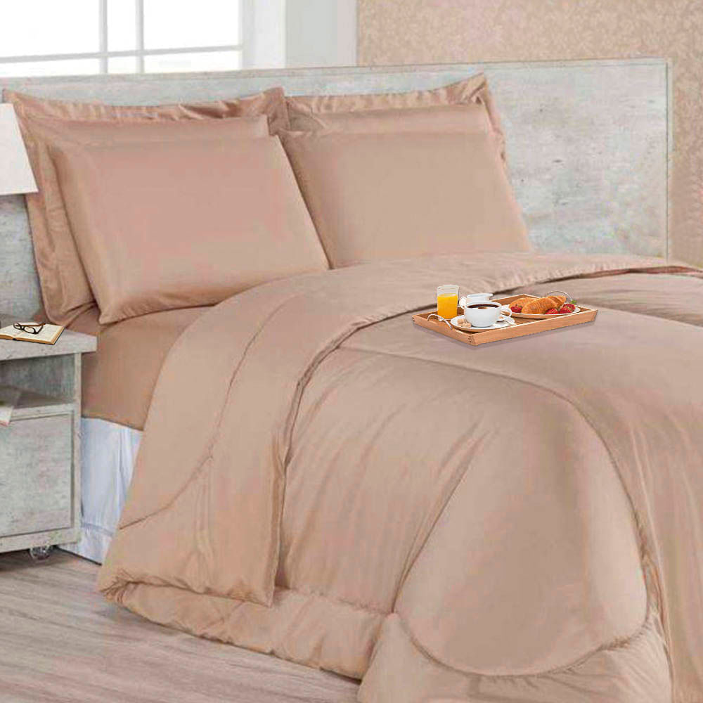 Kit 6 Pçs Aconchego Dupla Face Casal Queen Bege