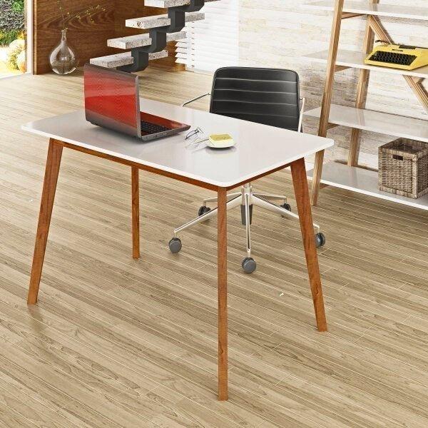 Mesa De Escritório Space Espresso Móveis Branco/Mel