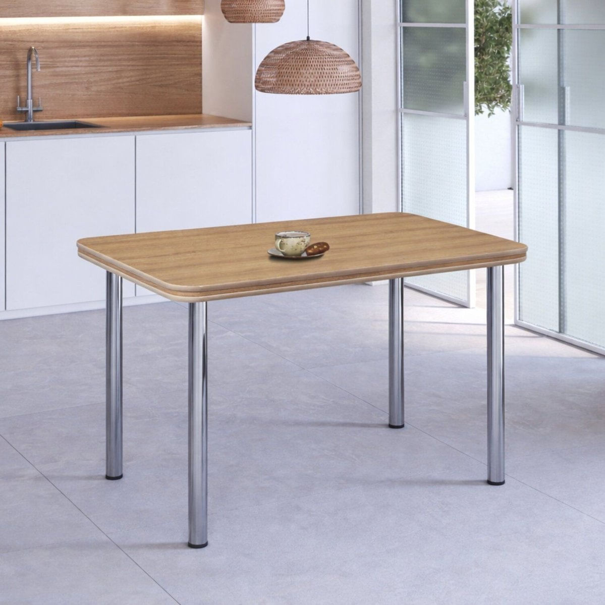 Mesa De Jantar 4 Lugares Retangular Tampo Em Mdp Mel