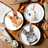 Jogo Pratos Sobremesa Sorrisos Coelho Páscoa 21,5cm Kit 6pçs