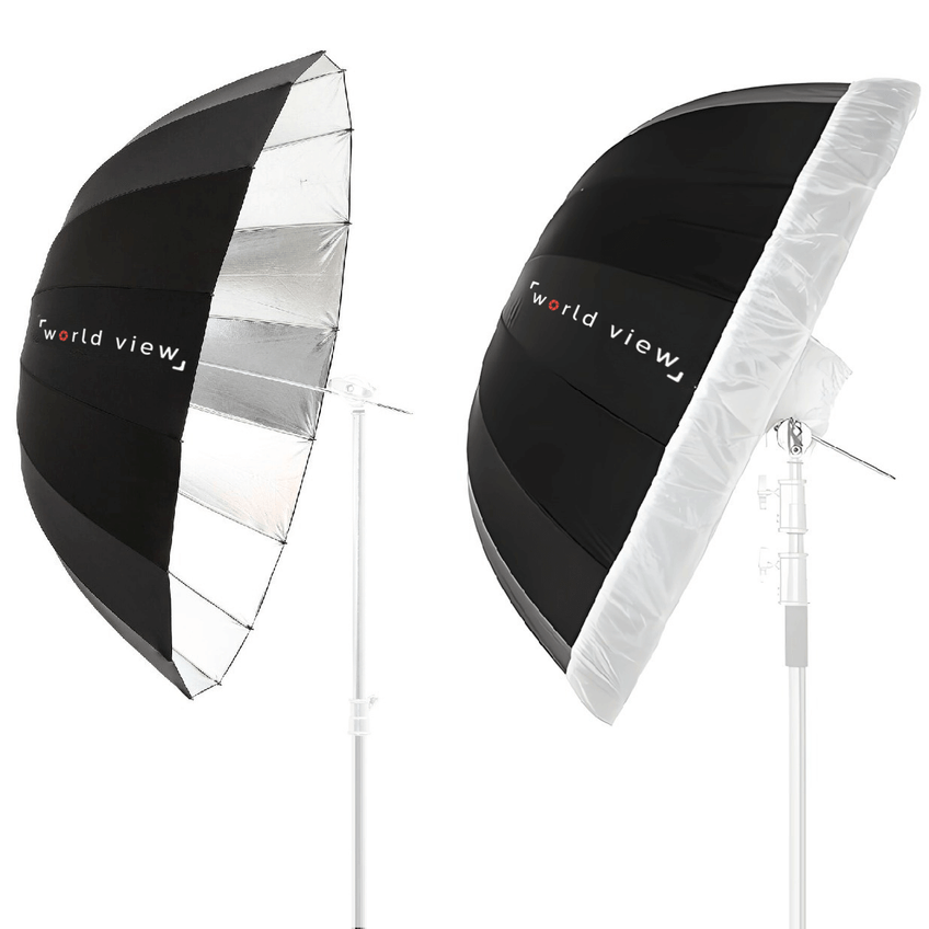 Sombrinha Parabólica Deep Preto Refletiva Prata 16 Varetas Com Difusor Branco (85cm) - imagem 3