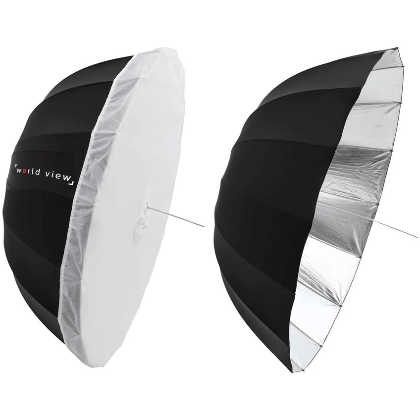 Sombrinha Parabólica Deep Preto Refletiva Prata 16 Varetas Com Difusor Branco (85cm) - imagem 4