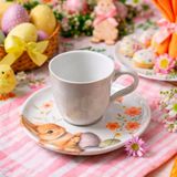 Jogo Xícara Café Coelho Páscoa Bio Doce Ninho 120ml Kit 10pç