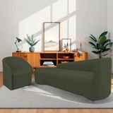Kit Sofá Curvo França 200cm L.e E Poltrona Luiza Max Conforto, Elegância E Design Moderno Linho Verde