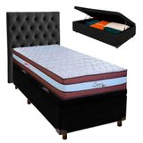 Kit Cabeceira + Cama Box Bau + Colchão Solteiro Molas Ensacadas Legaccy Paropas