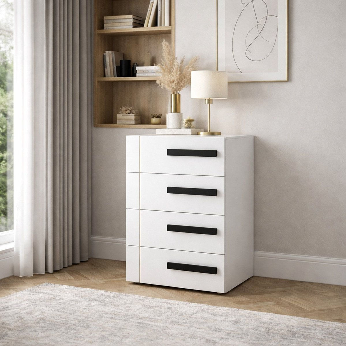 Gaveteiro Para Escritório 4 Gavetas Lisboa Branco