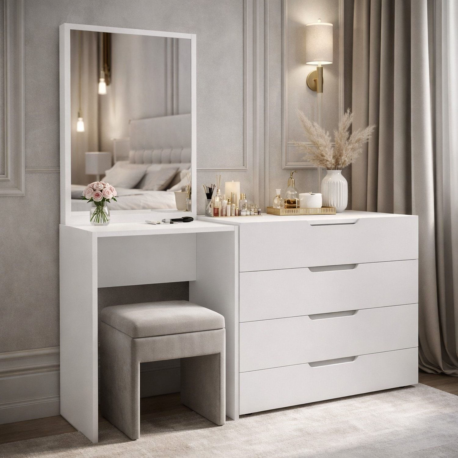Cômoda Penteadeira 4 Gavetas Madrid Branco