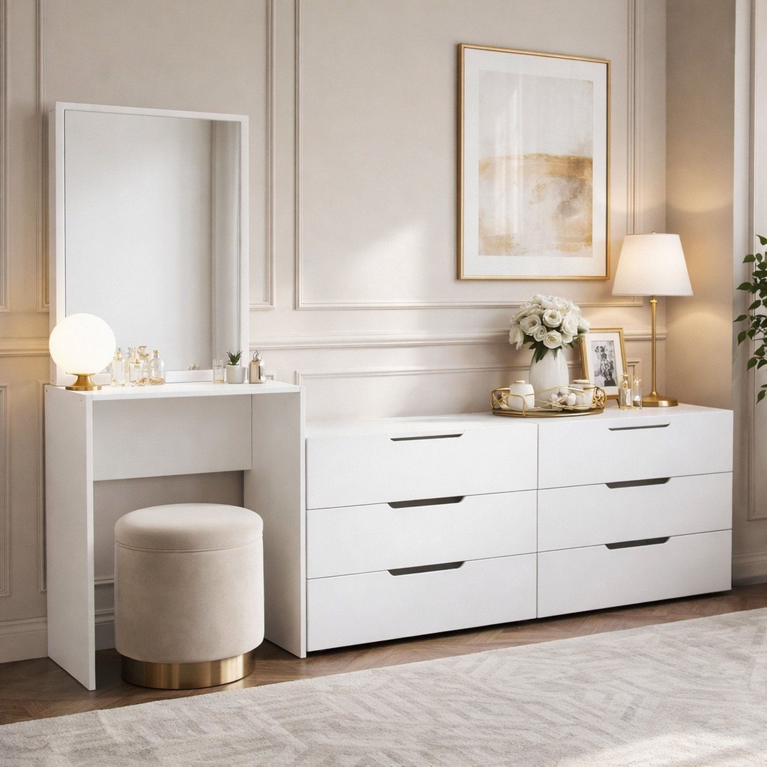 Cômoda Penteadeira 6 Gavetas Madrid Branco