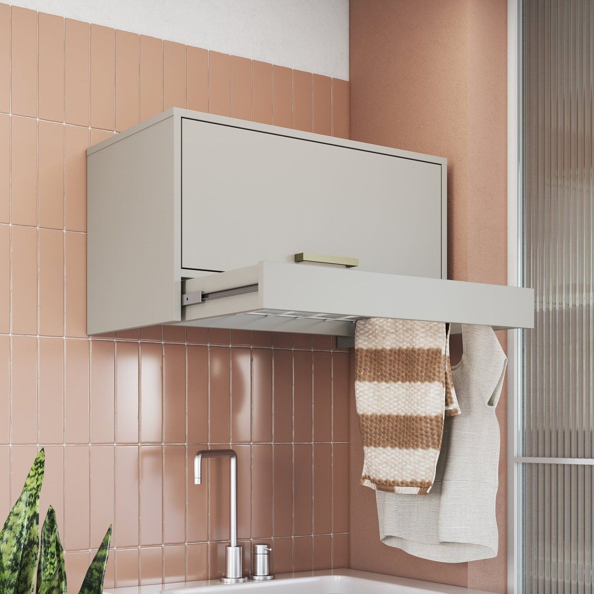 Armário Aéreo Multiuso Para Área De Serviço Com Varal Assis Arenas