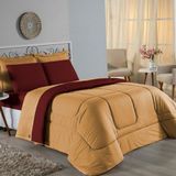 Edredom Solteiro Nobre 1 Peça Dupla Face 1,60m X 2,40m Malha 100% Algodão - Cobre / Vinho