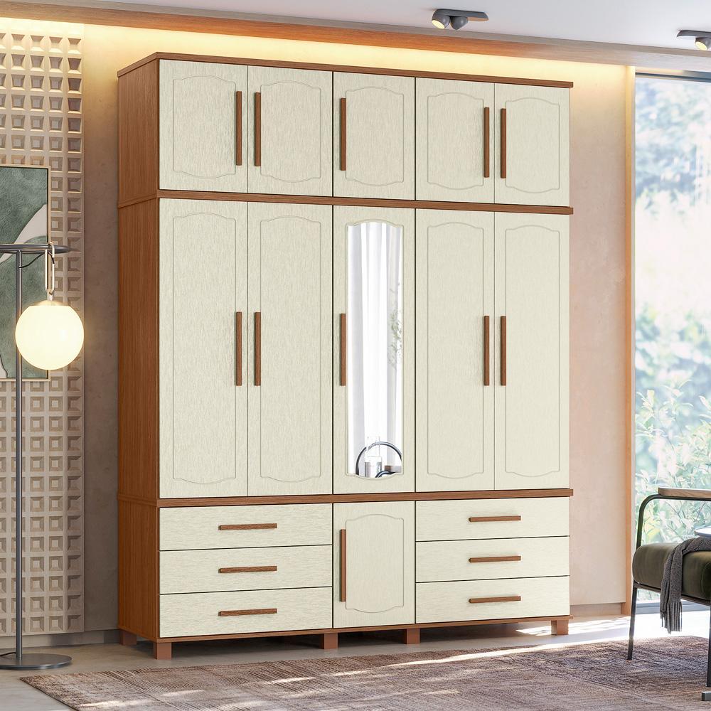 Guarda Roupa Casal Londres Triplex 11 Portas 6 Gavetas Jatobá