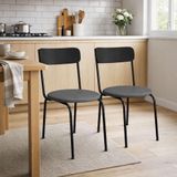 Kit 2 Cadeiras De Jantar Malva Encosto Preto E Assento Cinza Ferro Preto - Pallazio