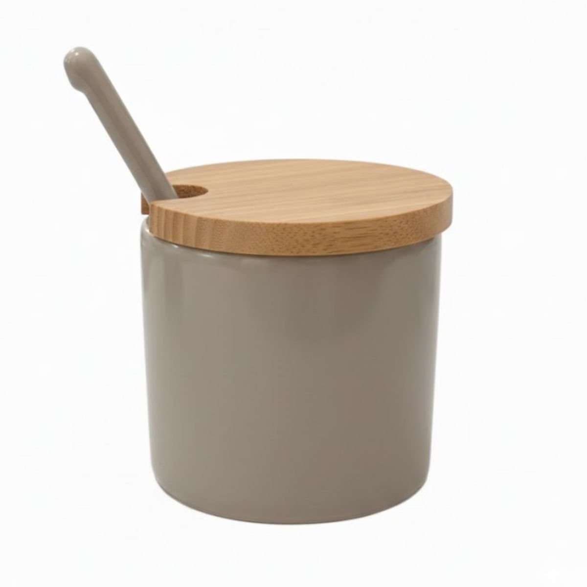 Porta Condimentos Cerâmica E Bambu Moderno 300ml - Luxo