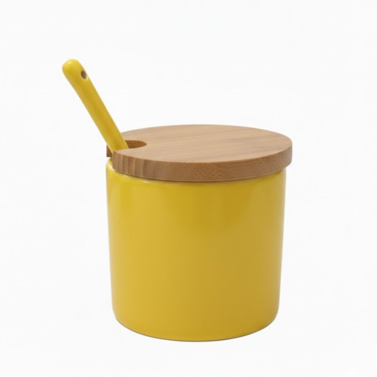 Porta Condimentos Cerâmica E Bambu Moderno 300ml - Luxo