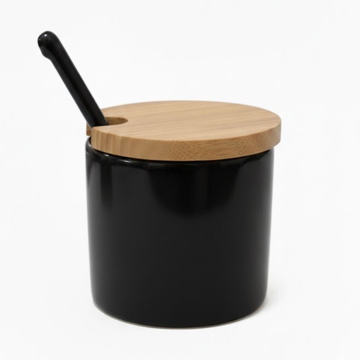 Porta Condimentos Cerâmica E Bambu Moderno 300ml - Luxo