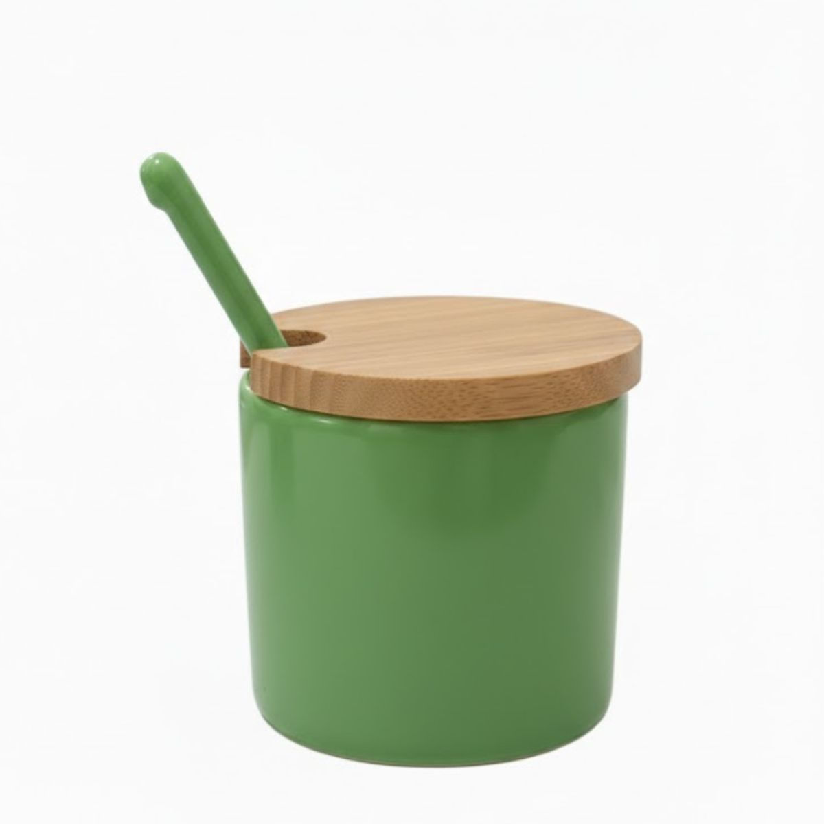 Porta Condimentos Cerâmica E Bambu Moderno 300ml - Luxo