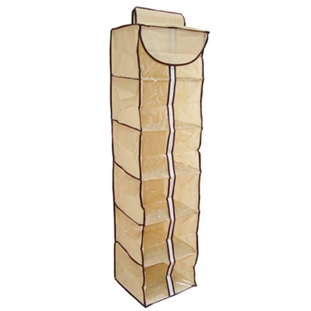 Organizadr Sapateira Dobravel Anti Poeira Grande Flexivel Com Zíper Vertical 6 Divisórias Cabideiro De Porta Guarda Roup