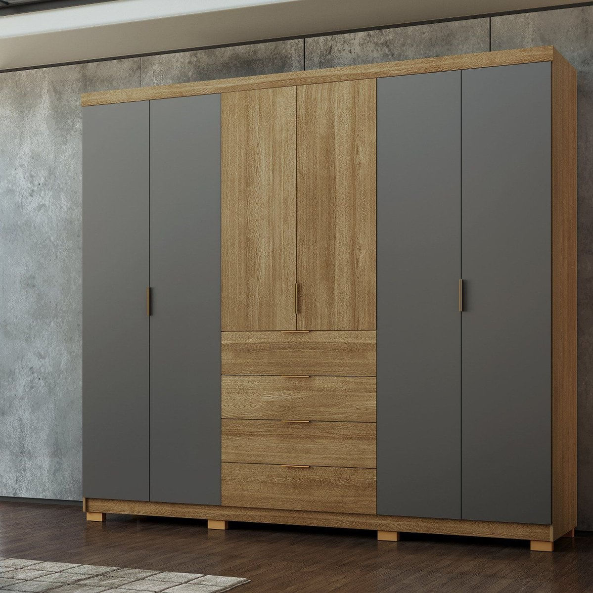 Guarda-Roupa Dubai Ouro Nature/Alasca