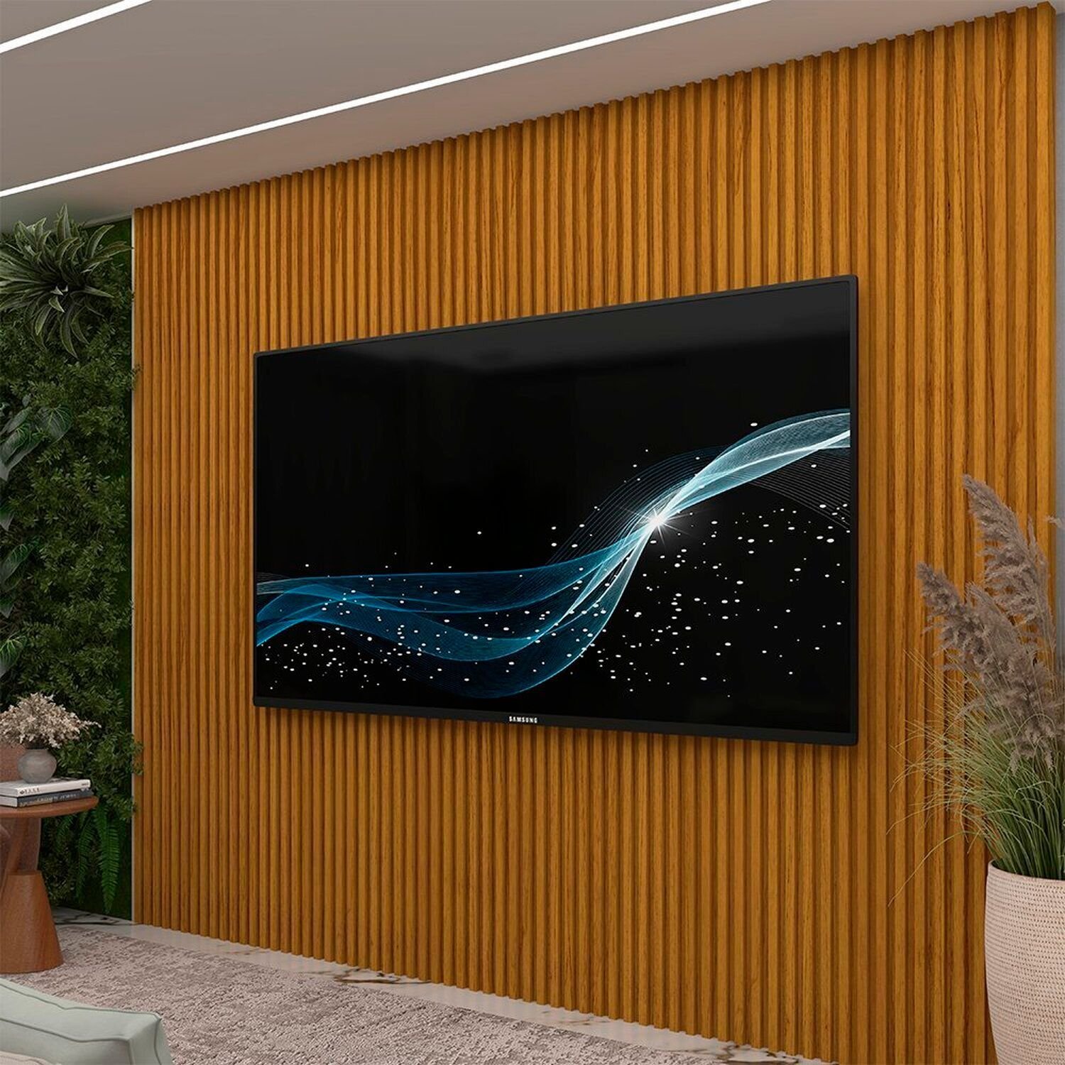 Painel Para Tv 90 Polegadas Ripado 250cm X 218cm 100% Mdf Supremo Naturale