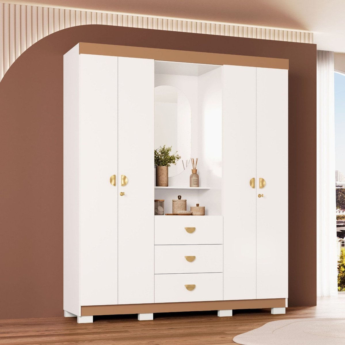 Guarda-Roupa De Solteiro Capelinha Aurora Branco/camarim