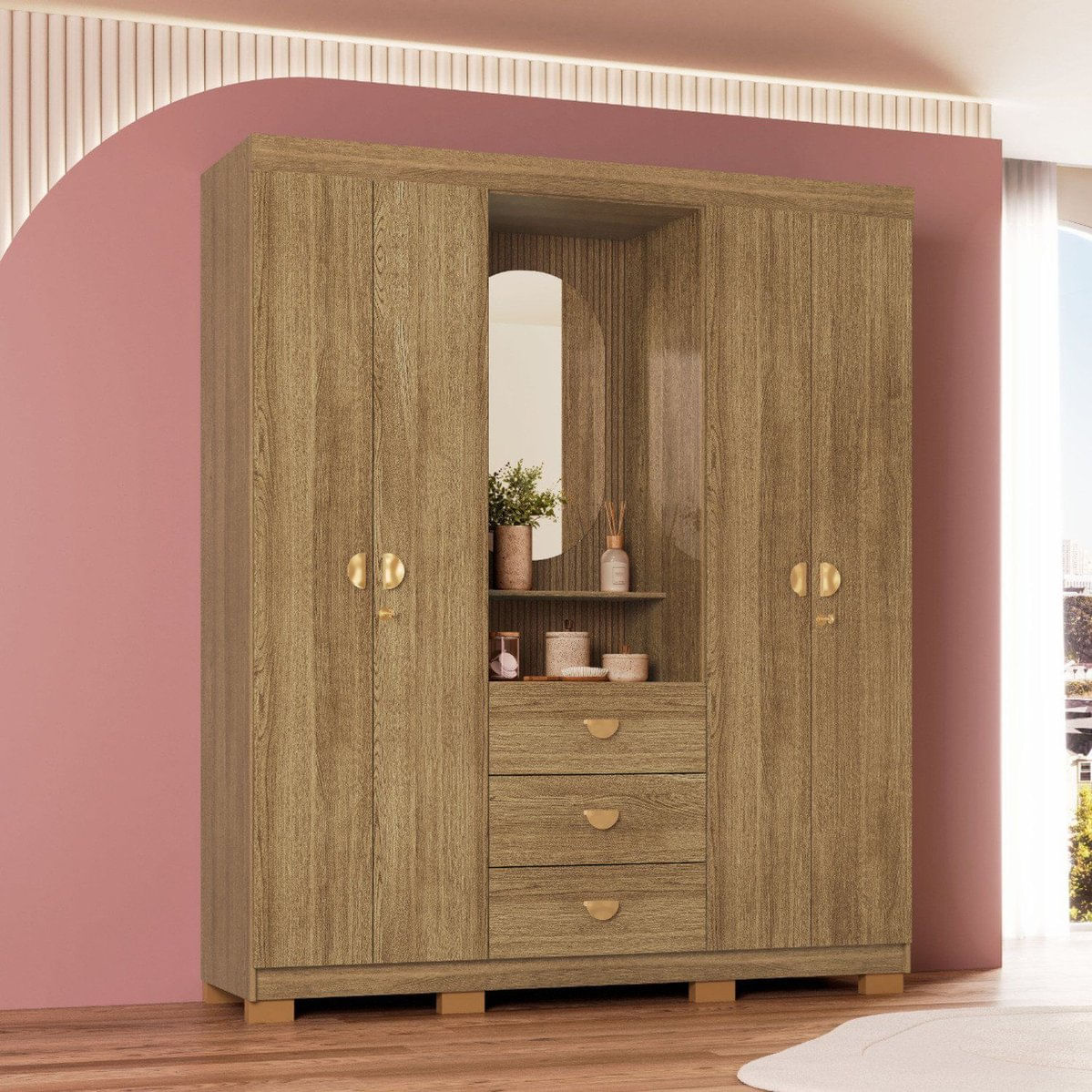 Guarda-Roupa De Solteiro Capelinha Aurora Nature/Brisa