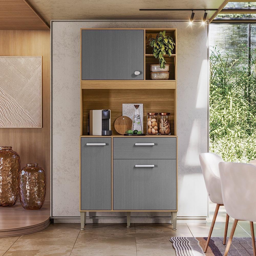 reina コンパクト Armário De Cozinha Compacto Zen 3 Portas 1 Gaveta Com Nicho