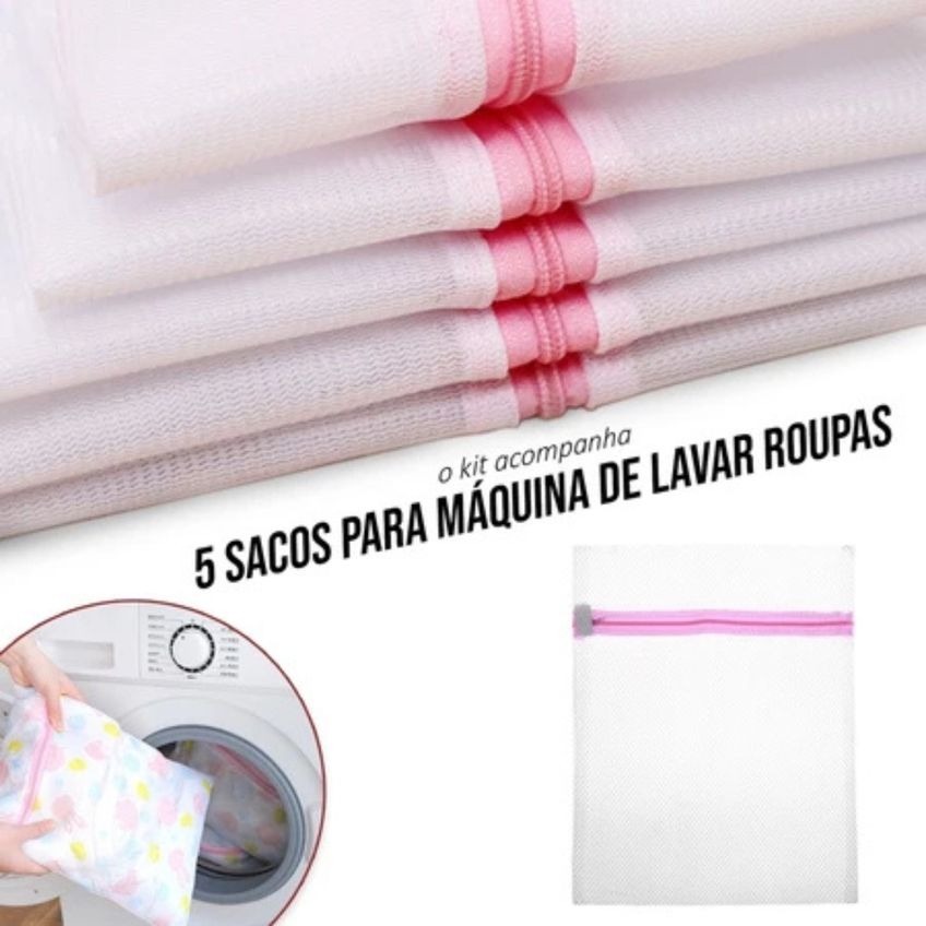 Kit 05 Saco Para Lavar Roupas 40x50cm - Saco Protetor Para Lavar Roupas Finas E Delicadas - Panami - imagem 3