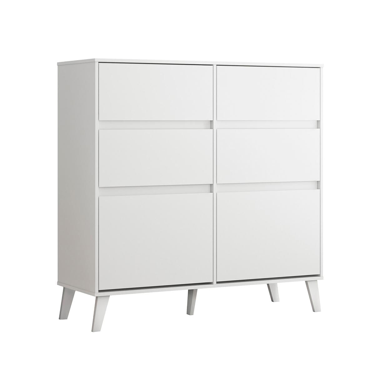 Comoda Sapateira Dora Com 4 Gavetas E 2 Portas Basculante Branco