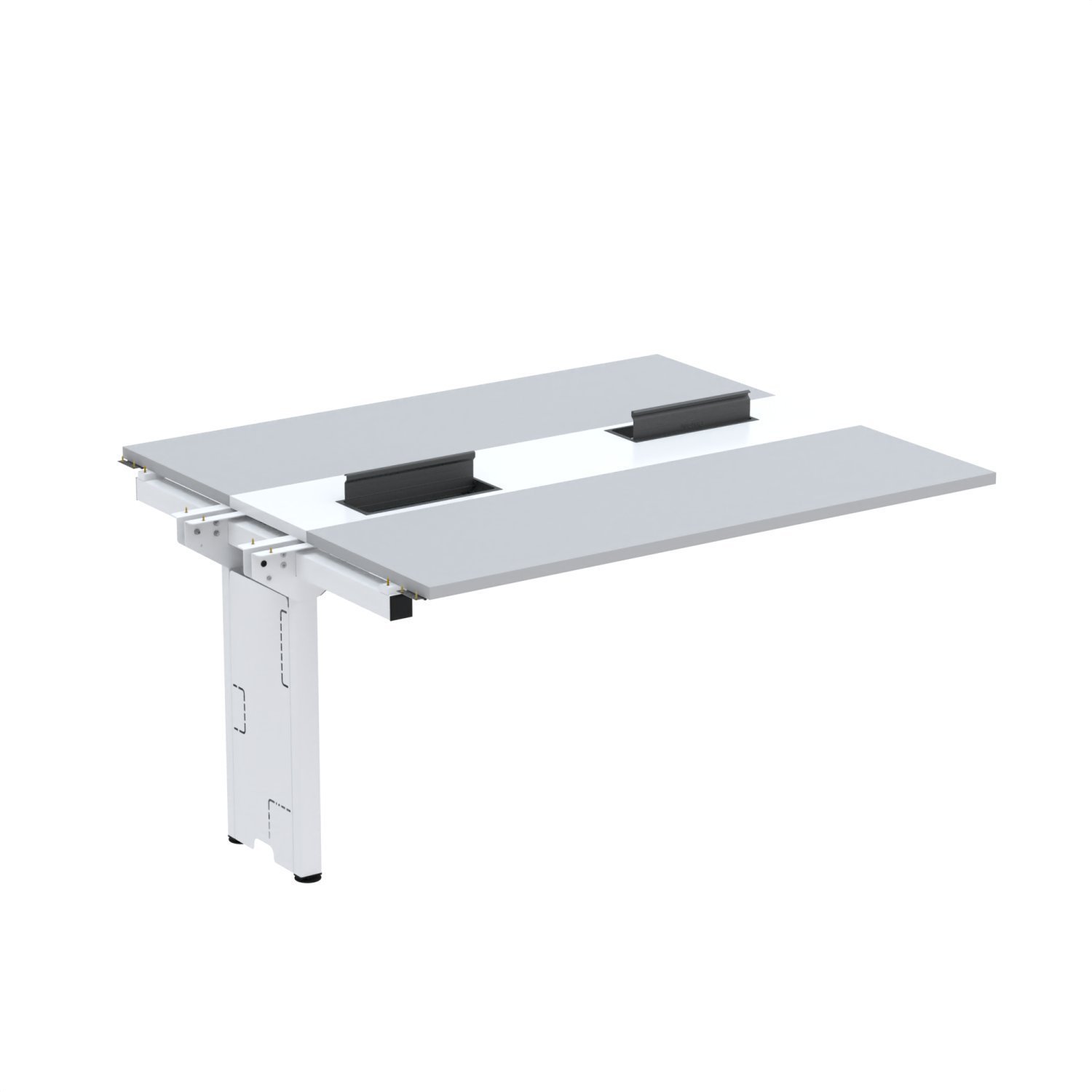 Complemento De Mesa Plataforma Para Coworking Para 2 Pessoas 140x120 Cinza/branco