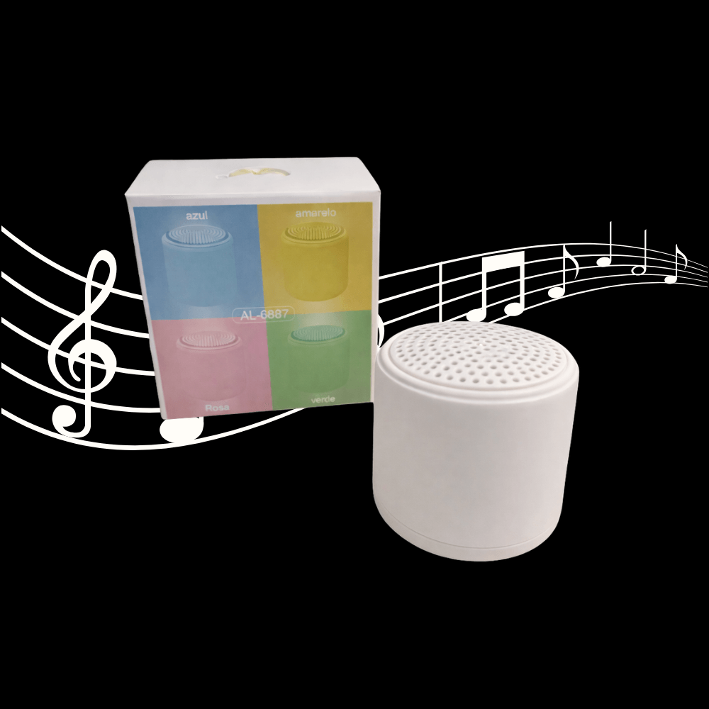 Mini Caixa De Som Portatil Bluetooth Com Usb, Radio Fm E Micro Sd Branca A-6880
