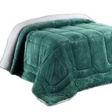 Edredom Coberdrom Manta Canelada Pesado Queen - Esmeralda - 100% Poliéster