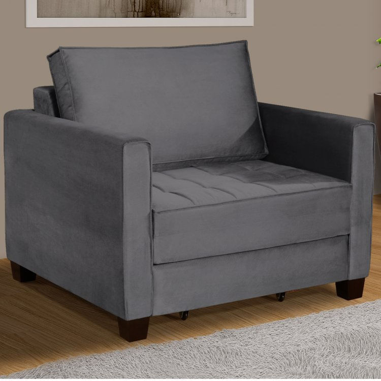 Sofá Cama 1 Lugar Leon Estofados Ferrari Grafite