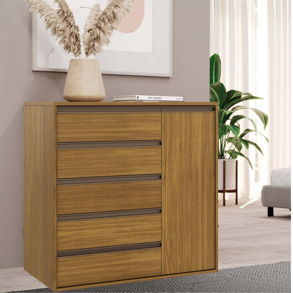 Cômoda 5 Gavetas 1 Porta Em Mdf Select Belmax