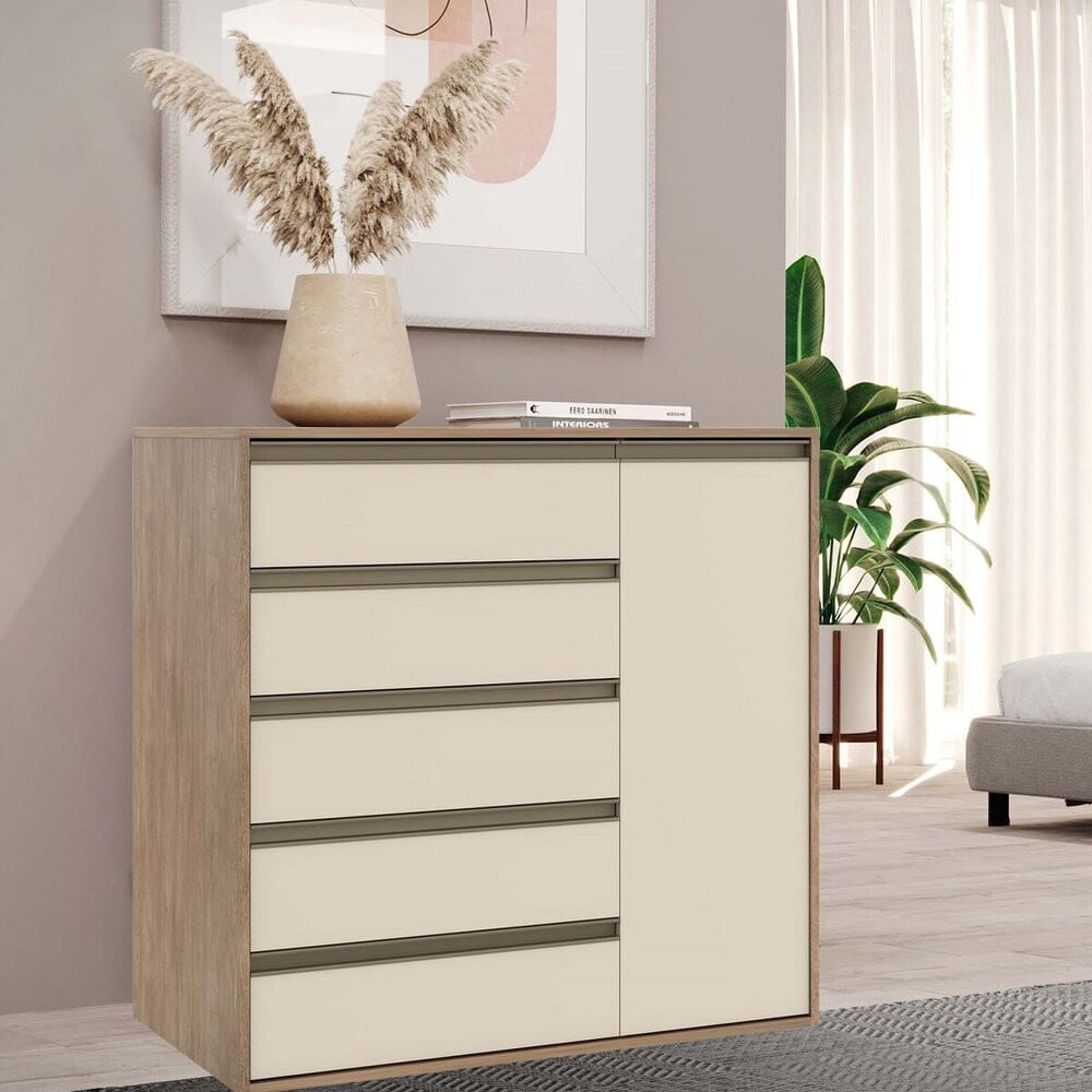 Cômoda 5 Gavetas 1 Porta Em Mdf Select Belmax