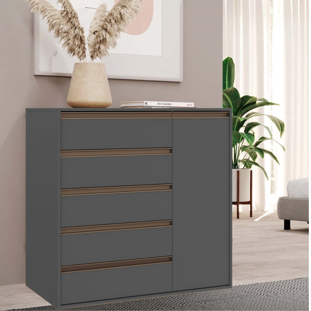 Cômoda 5 Gavetas 1 Porta Em Mdf Select Belmax