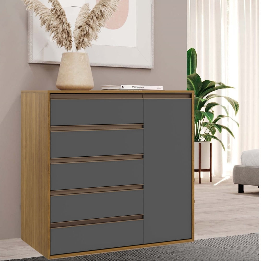 Cômoda 5 Gavetas 1 Porta Em Mdf Select Belmax