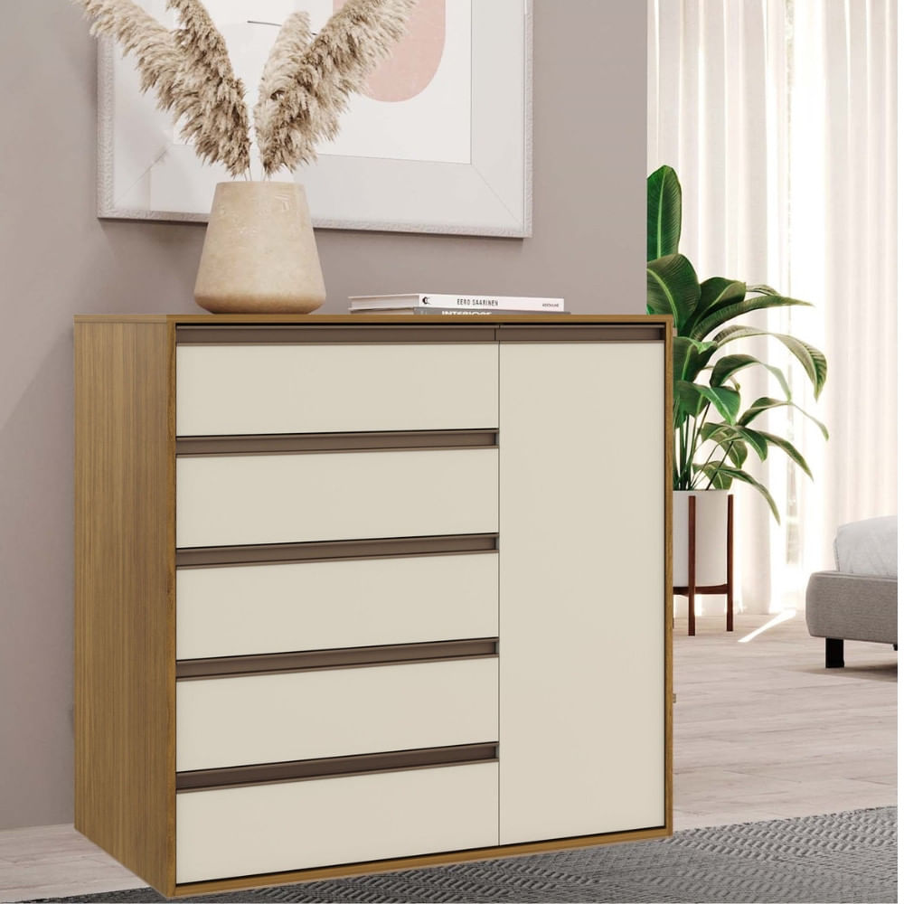 Cômoda 5 Gavetas 1 Porta Em Mdf Select Belmax