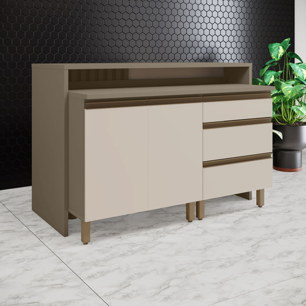 Bancada Ilha Gourmet Ripada Com Balcão Em Mdf Connect Henn