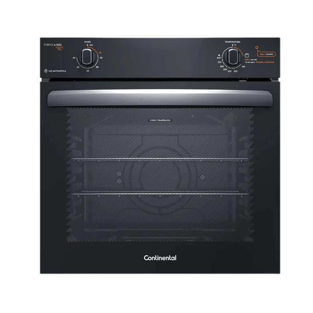 Forno 80l de Embutir Continental Brasil Preto - Gás - 110v - Oc8gm