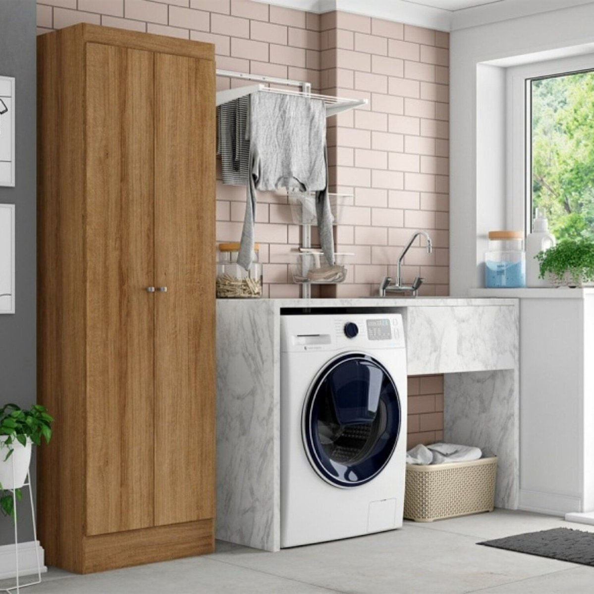 Armário Multiuso Para Área De Serviço 2 Portas Space Almendra