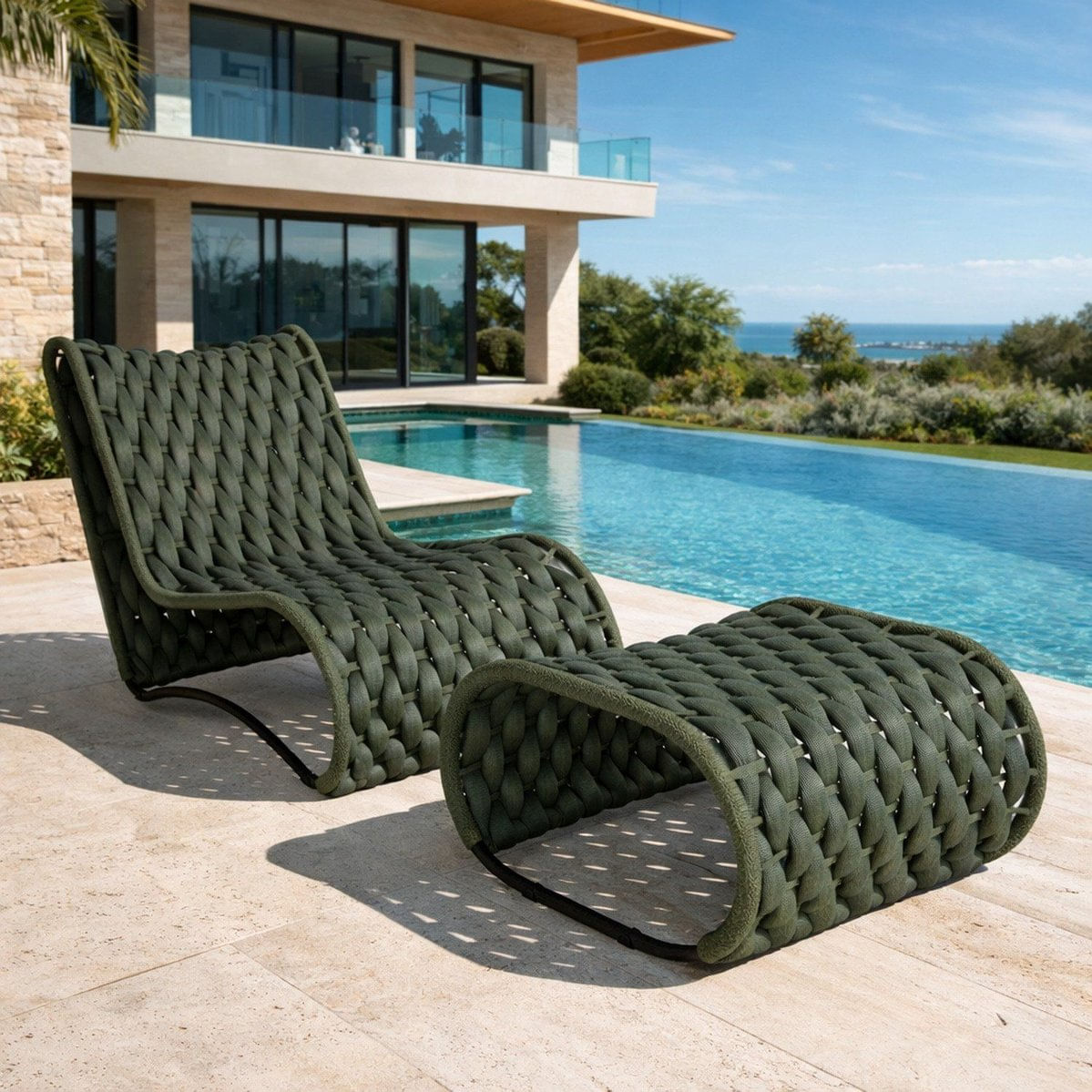 Conjunto 1 Poltrona E 1 Puff Ibiza Verde