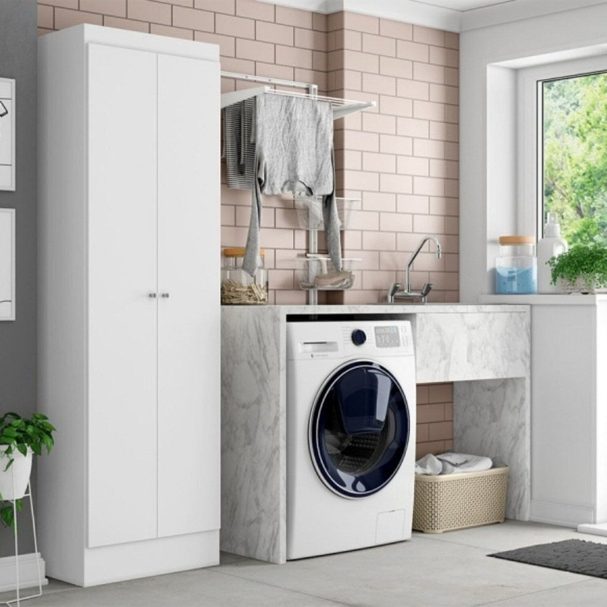 Amário Multiuso Para Área De Seriço 2 Portas Space Branco