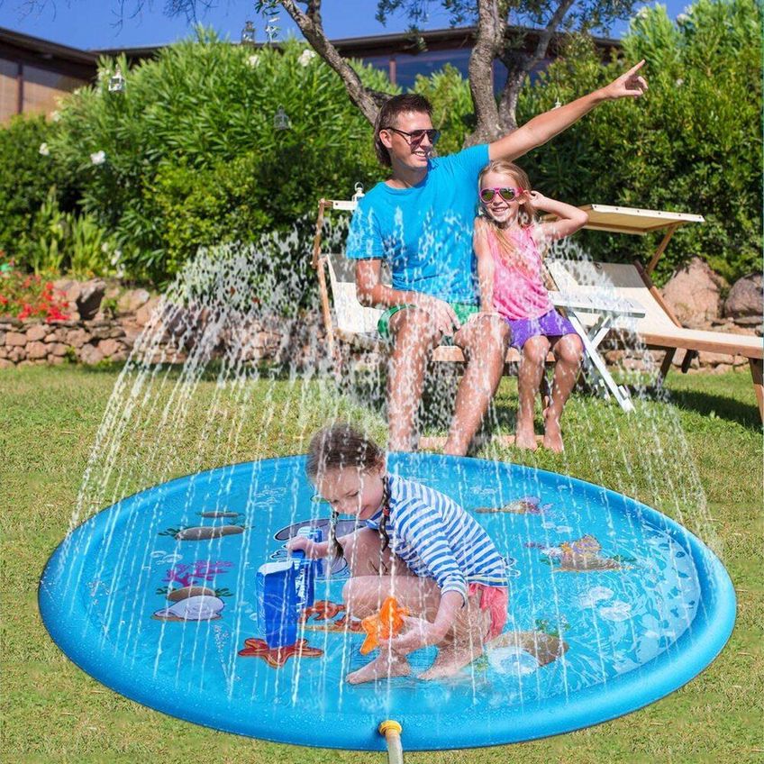 Piscina Infantil Inflavel Com Chafariz Brinquedo Agua Tapete Pulverizador Refrescante Criança Bebe Almofada - imagem 5