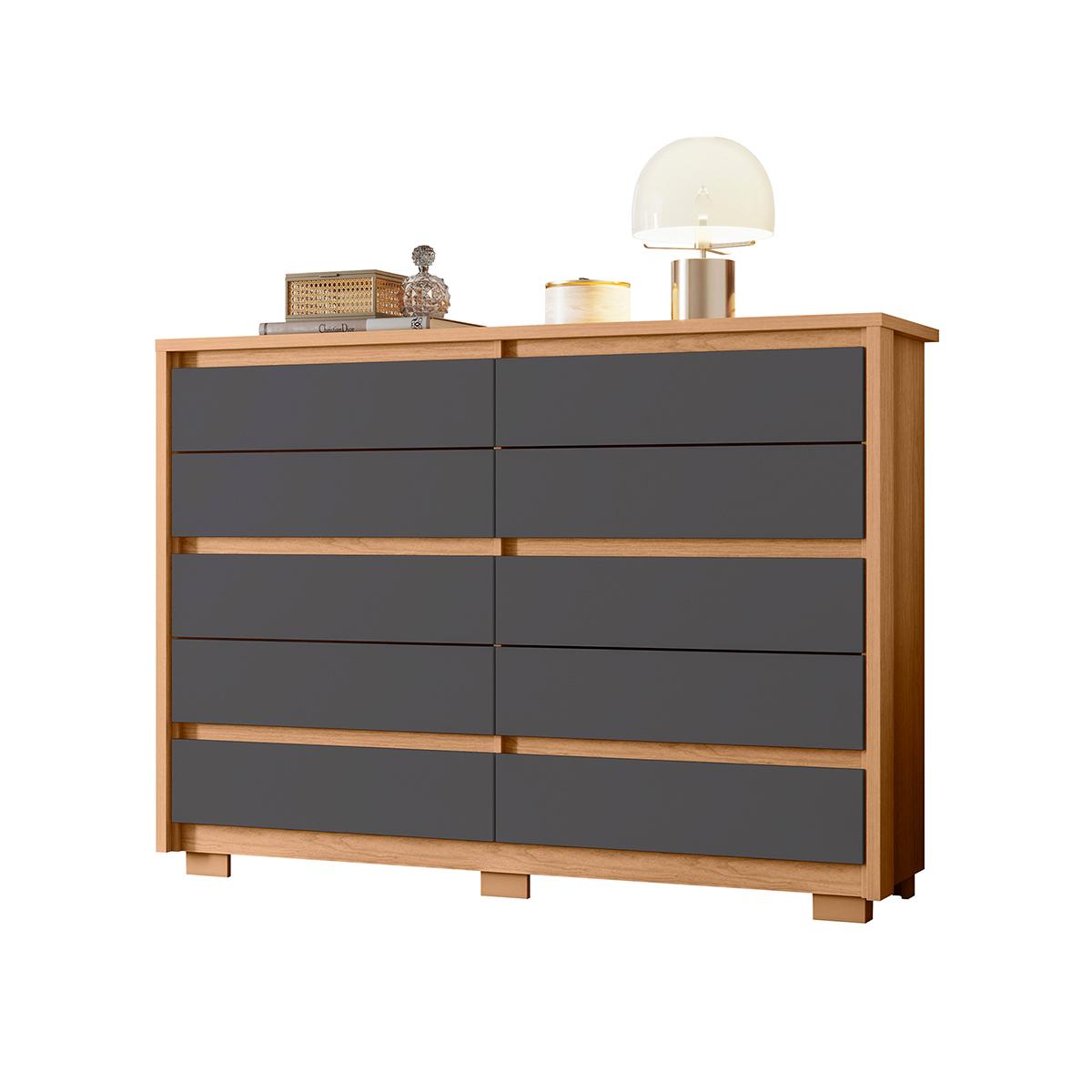 Cômoda Quarto Duetto Com 10 Gavetas Freijo/titanium