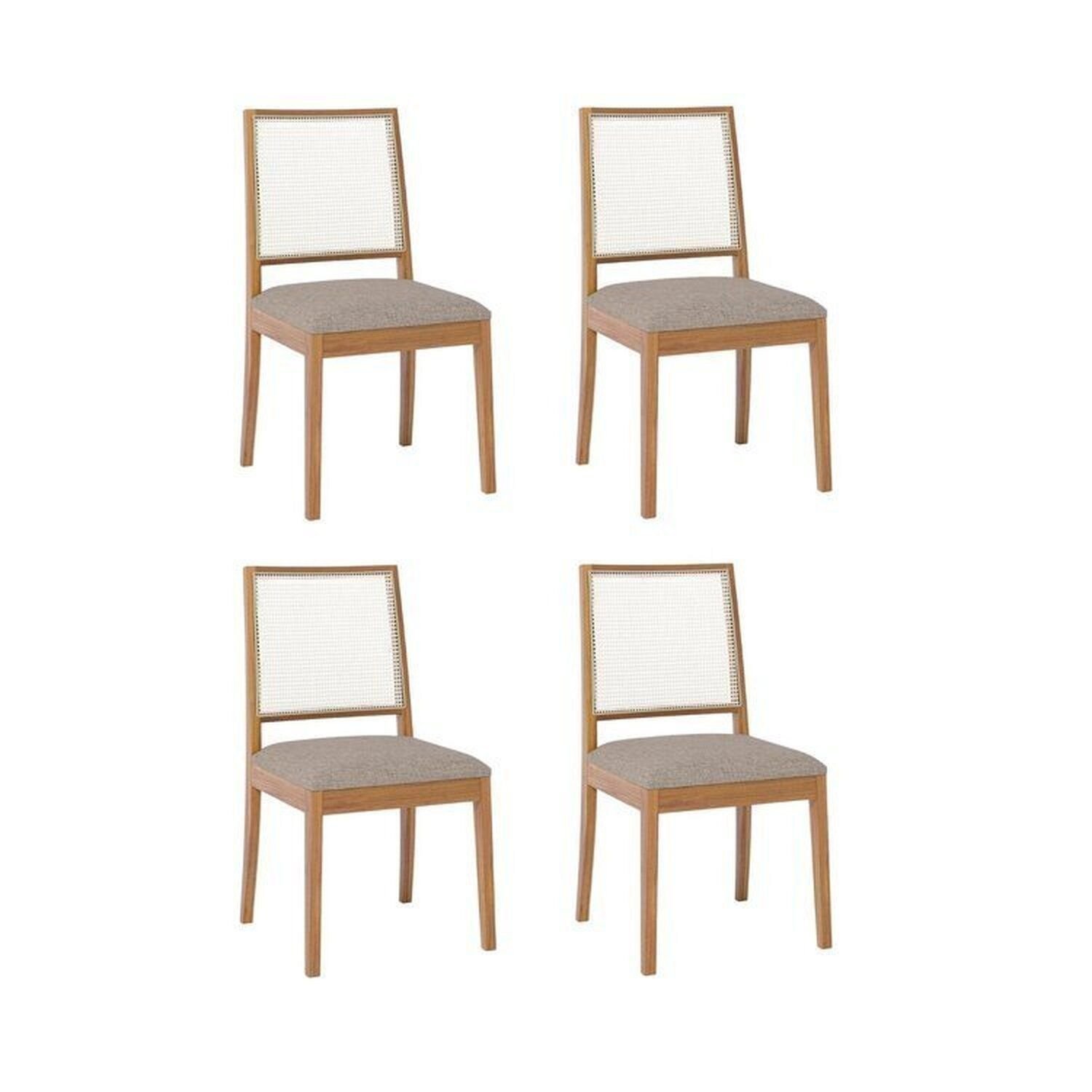 Kit 4 Cadeiras Para Sala De Jantar Estofadas Marcela Freijó/bege