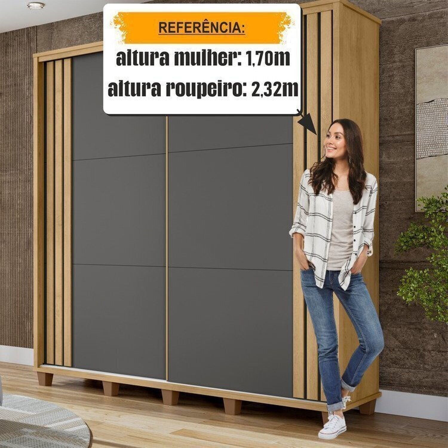 Guarda-Roupa Casal Monte Carlo Com 2 Portas De Correr Ripada 4 Gavetas ...