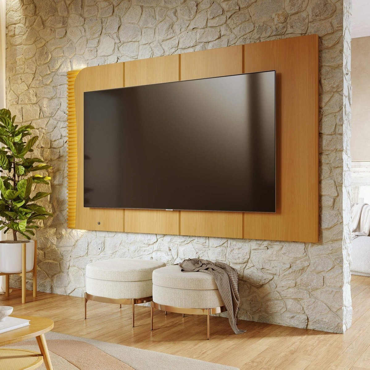 Painel Para Tv 65 Polegadas Com Led 216,8cm Amalfi Naturale