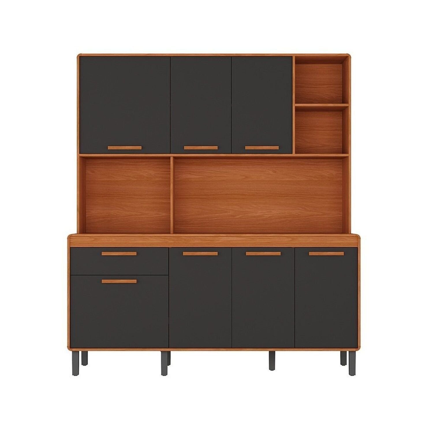 Cozinha Compacta 7 Portas 1 Gaveta 180cm Com Nicho Dunas Itatiaia