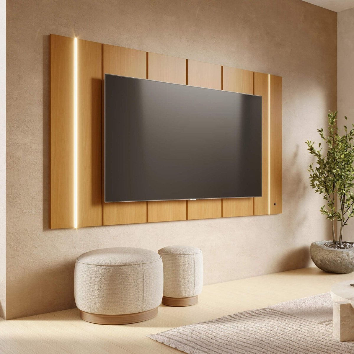 Painel Para Tv 75 Polegadas Com Led 240cm Maggiore Naturale